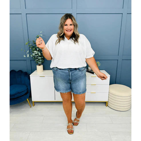 💖ON SALE 50% OFF🥰High Rise Frayed Hem Cut Off Dad Shorts