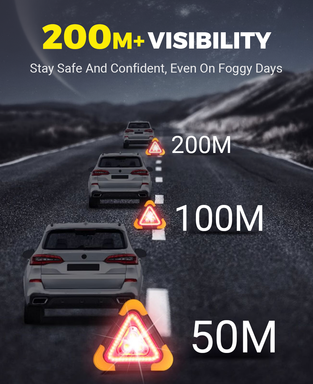 🔥2025 New Arrival🔥 3-IN-1 Solar Emergency Triangle Warning Light at the Roadside
