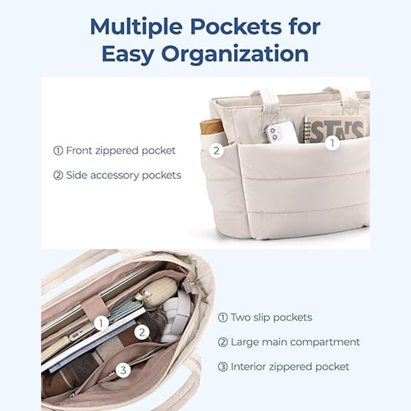 💜Hot Sale 50% OFF 👜Women's Waterproof Bubble Bag 20L Fluffy Tote Bag Quilted Laptop Shoulder Handbag