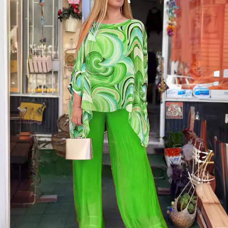 🔥Summer Hot Sales - 50% OFF🔥Women's Summer Colorful Cool Chiffon 2 Piece Set