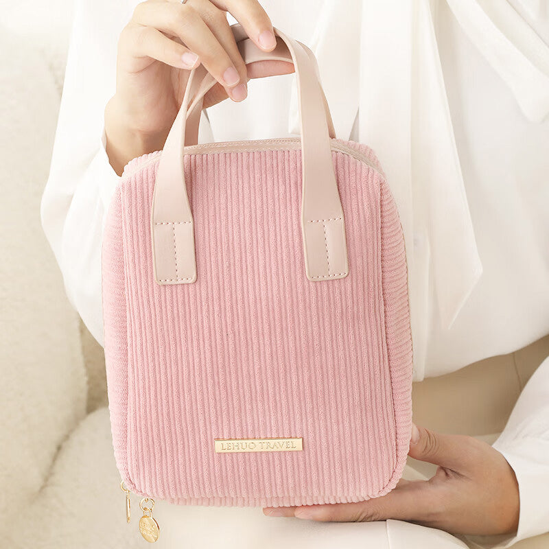 Cute Large Capacity Corduroy Travel Makeup Bag