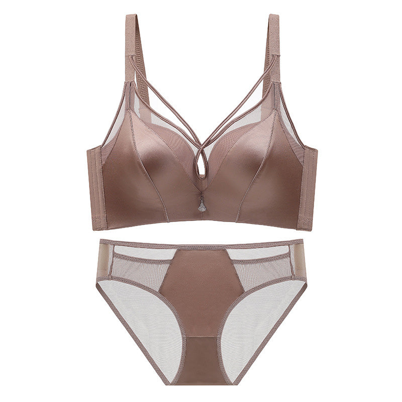 Light Luxury Satin Seamless Breathable Bra Set