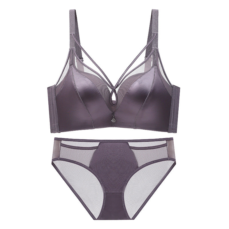 Light Luxury Satin Seamless Breathable Bra Set