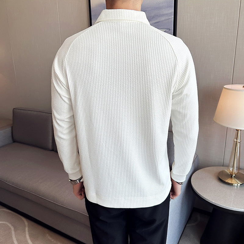 Men's Long Sleeve Quarter Zip Lapel Top