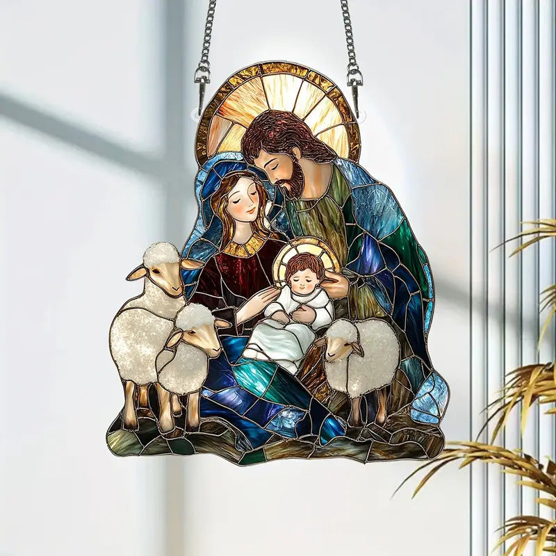 Acrylic Nativity Scene Window Hanging Suncatcher