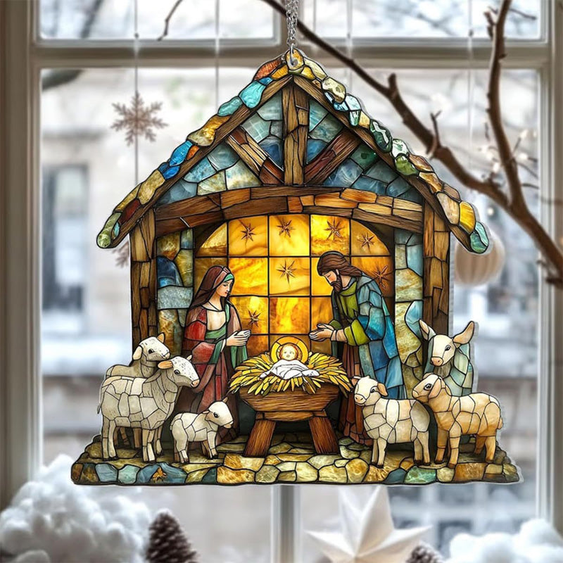 Acrylic Nativity Scene Window Hanging Suncatcher