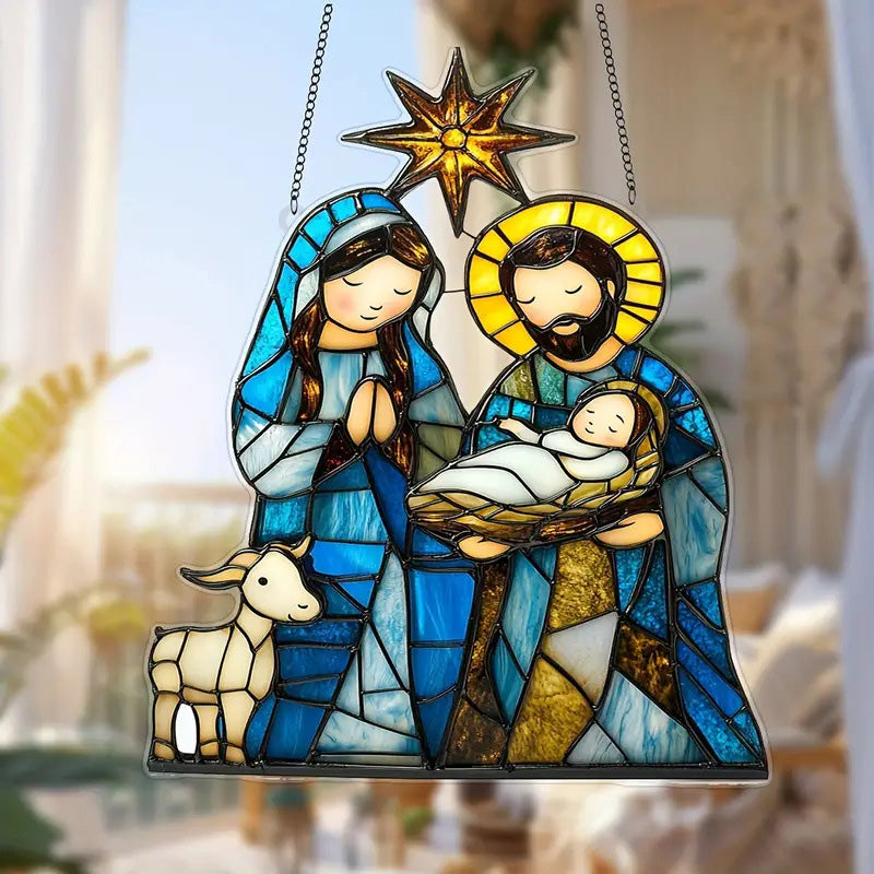 Acrylic Nativity Scene Window Hanging Suncatcher