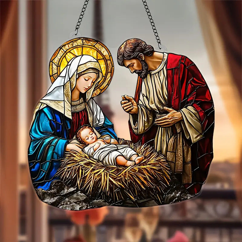 Acrylic Nativity Scene Window Hanging Suncatcher