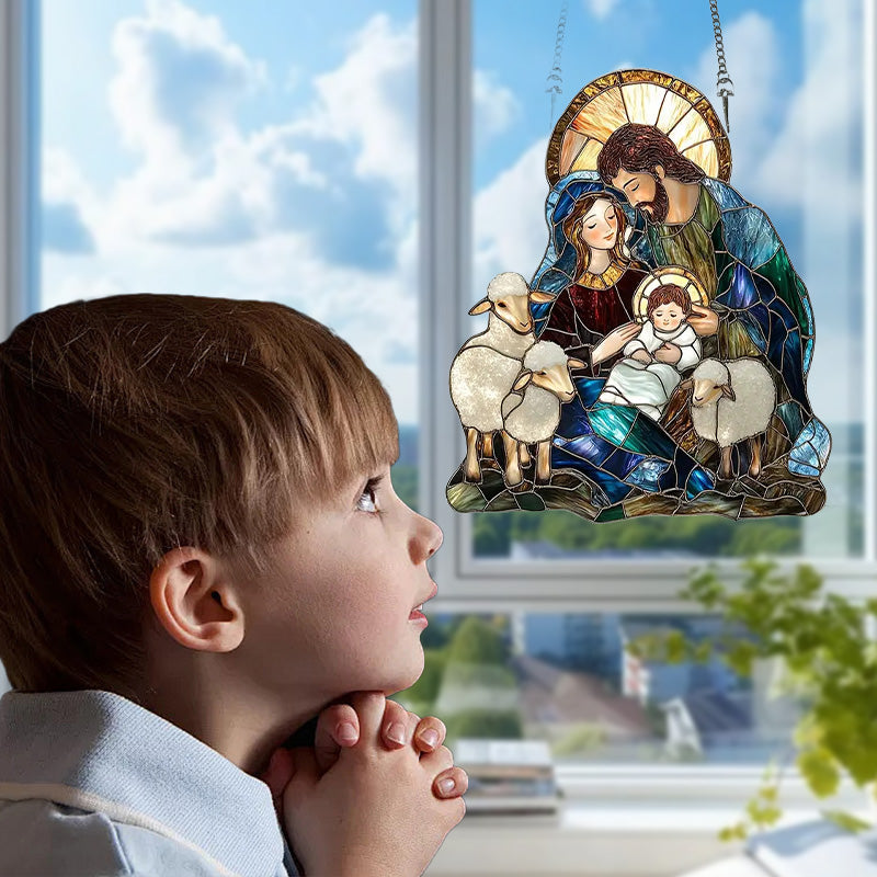 Acrylic Nativity Scene Window Hanging Suncatcher