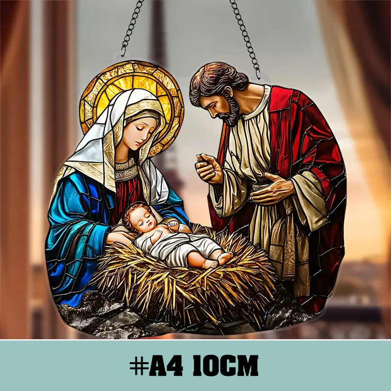 Acrylic Nativity Scene Window Hanging Suncatcher