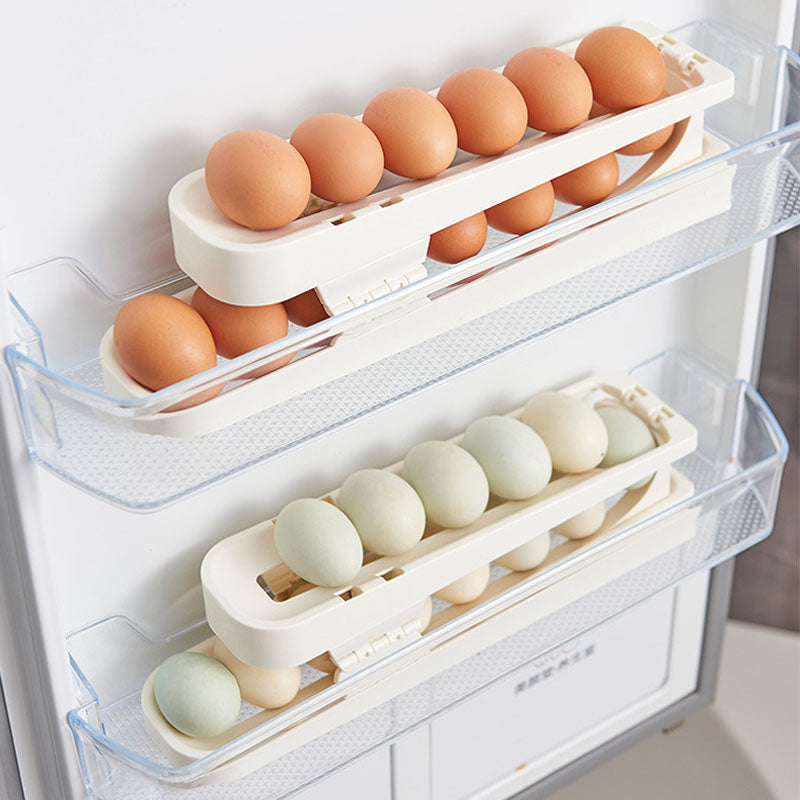 🔥Big Sale 50% OFF🔥Automatic Rolling Folding Egg Holder For Refrigerator