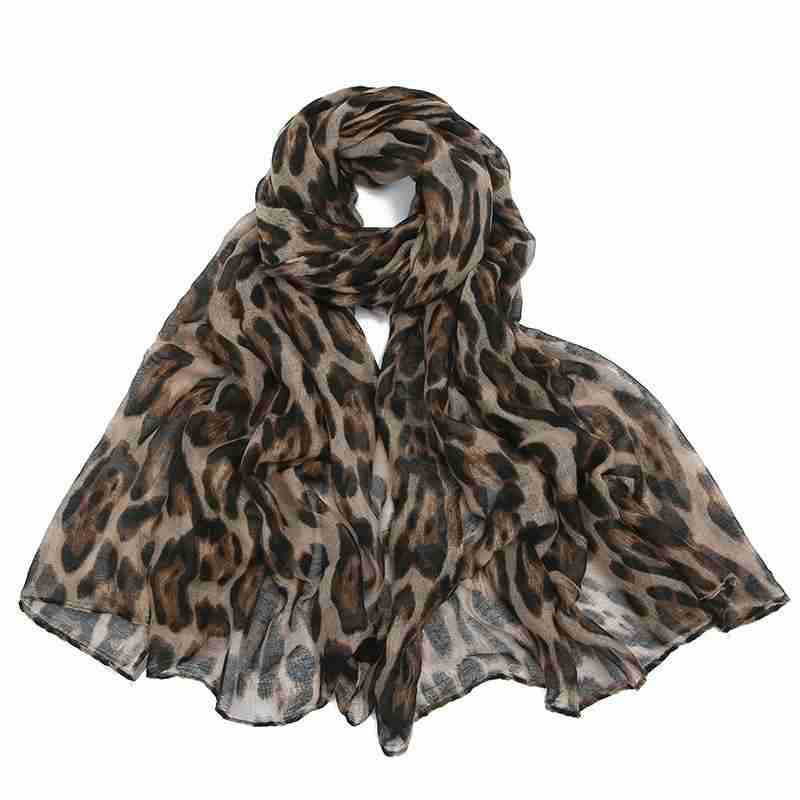 Vintage New Leopard Print Silk Scarf