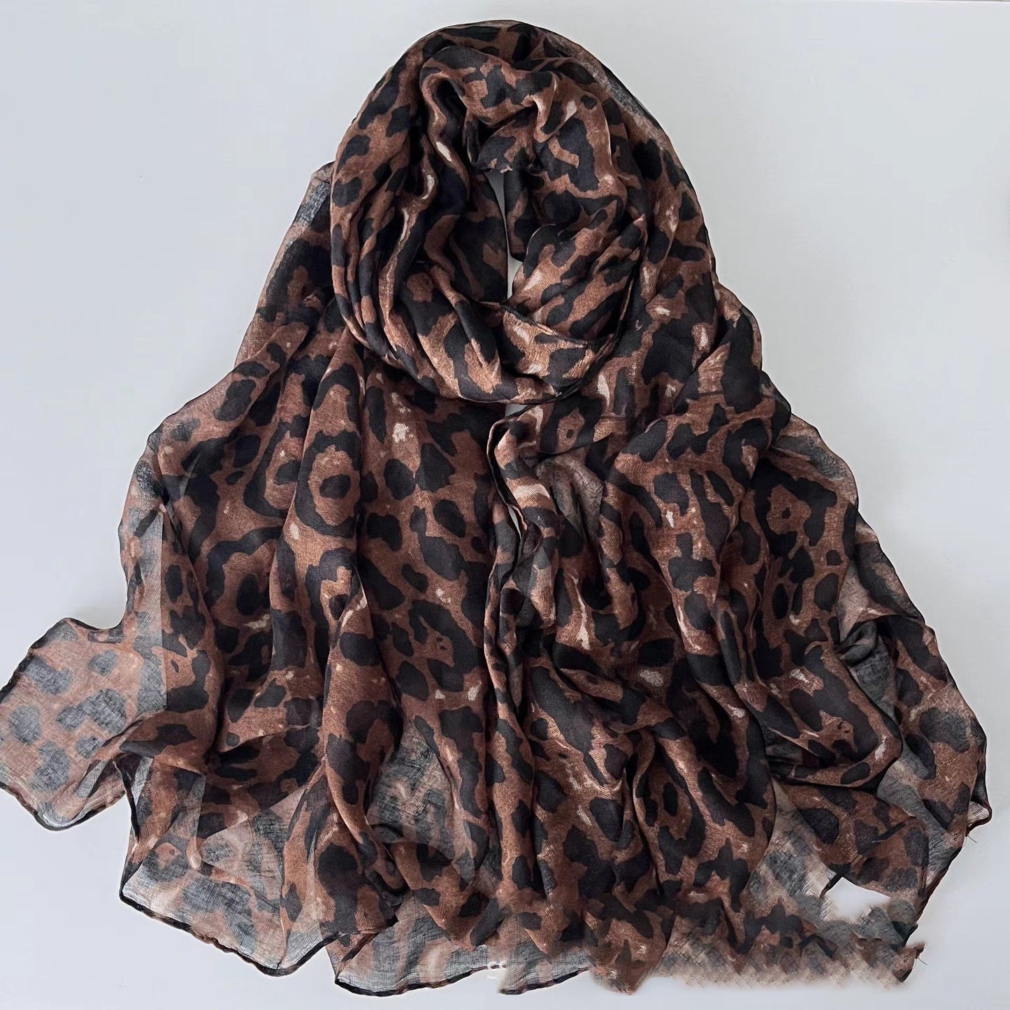 Vintage New Leopard Print Silk Scarf