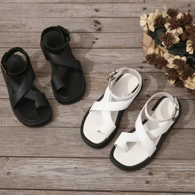 Women's Adjustable Ankle Buckle Crossover Sandals
