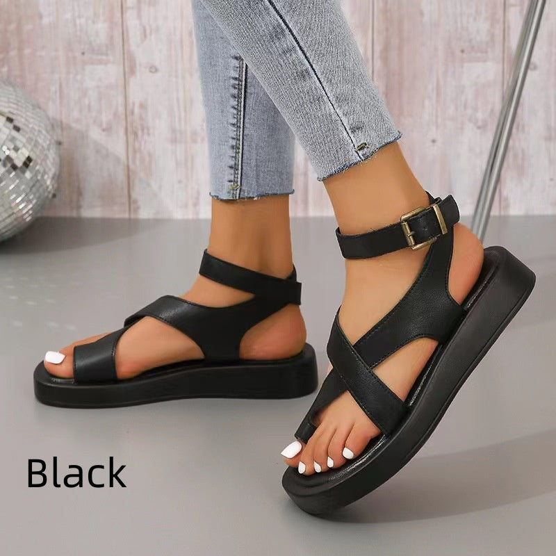 Women's Adjustable Ankle Buckle Crossover Sandals