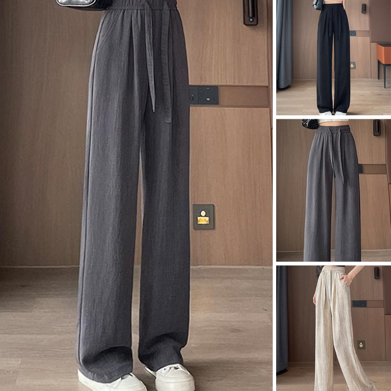 Women’s Breathable Wide-Leg Pants with Drawstring