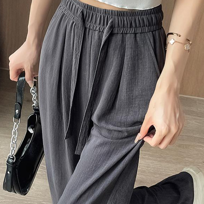 Women’s Breathable Wide-Leg Pants with Drawstring