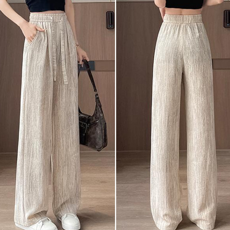 Women’s Breathable Wide-Leg Pants with Drawstring