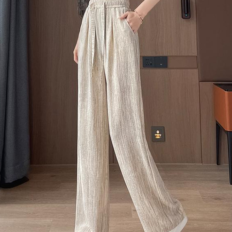 Women’s Breathable Wide-Leg Pants with Drawstring