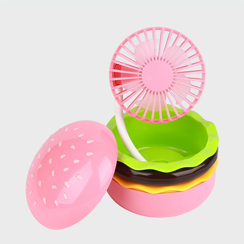 š„2025 HOT SALEš„3 Speeds Hamburger Shaped Mini Fan with Mirror