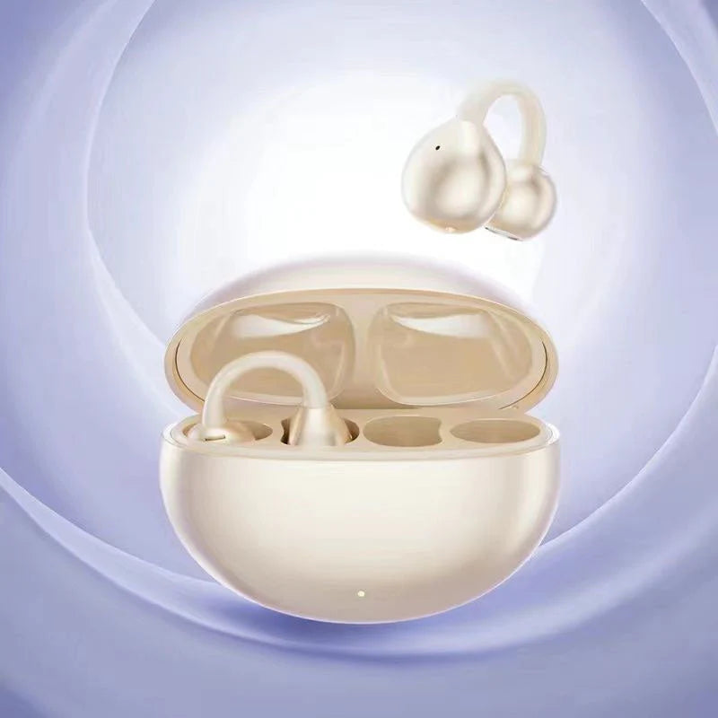 Bluetooth 5.4 Clip-On Open Ear Earbuds with Noise Cancelling