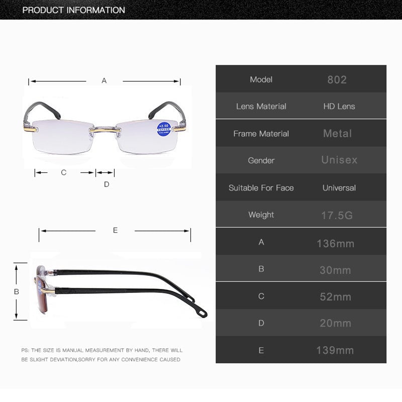 (🔥Buy 1 Get 1 Free) Sapphire High Hardness Anti-Blue Progressive Far And Near Dual-Use Reading Glasses