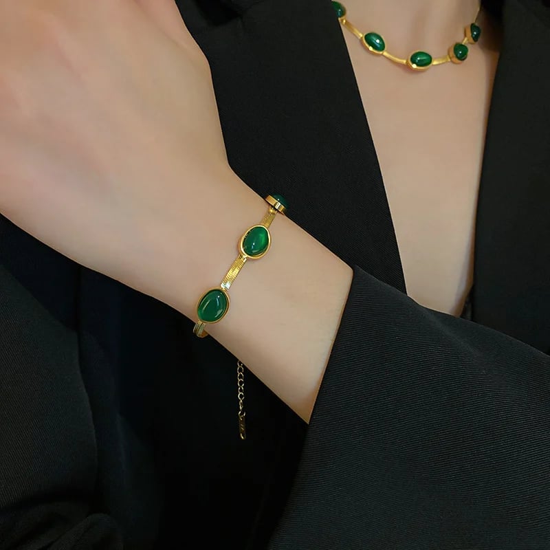 🔥 Ramadan Gifts 🔥 Jadeite Necklace Earrings Bracelet Set