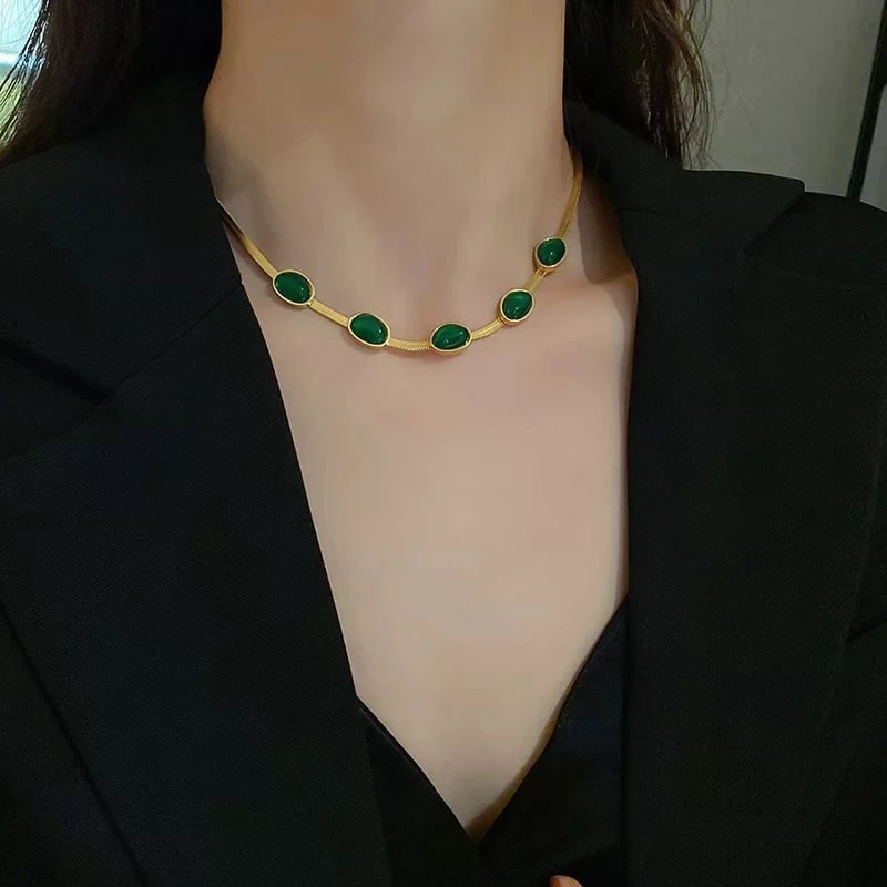 🔥 Ramadan Gifts 🔥 Jadeite Necklace Earrings Bracelet Set