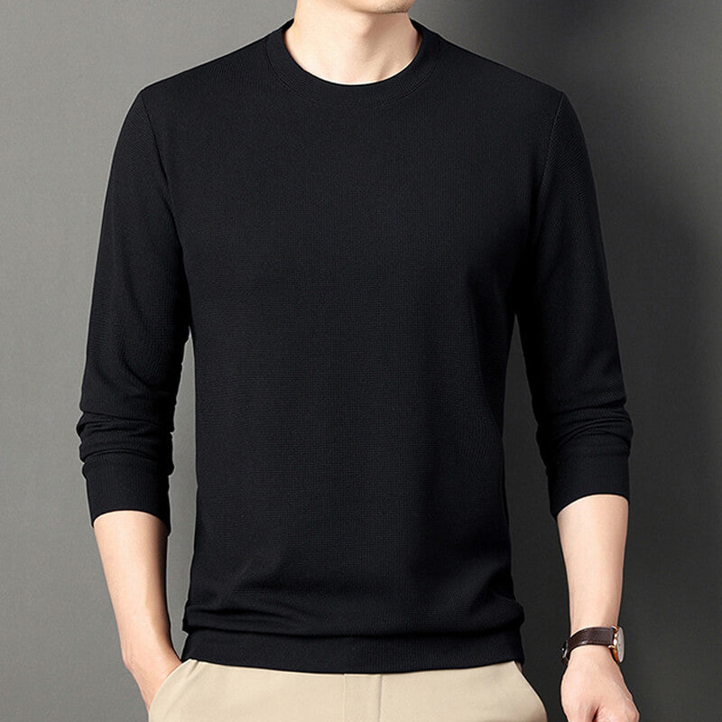 High Quality Round Neck Waffle Elastic Slim Fit Top