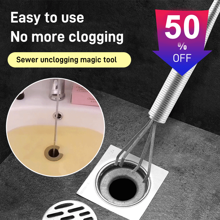Four-claw household drain clog remover tool