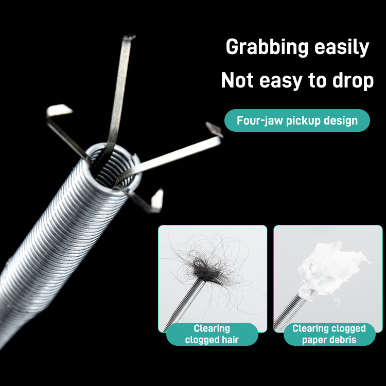 Four-claw household drain clog remover tool