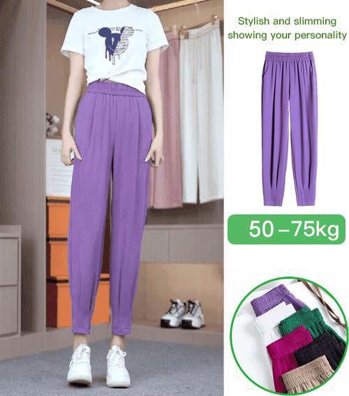 Colorful Loose Lightweight Ankle-length Pants for Women