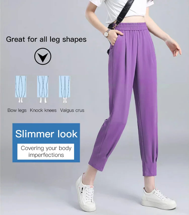 Colorful Loose Lightweight Ankle-length Pants for Women