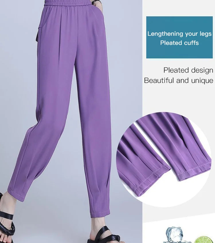 Colorful Loose Lightweight Ankle-length Pants for Women