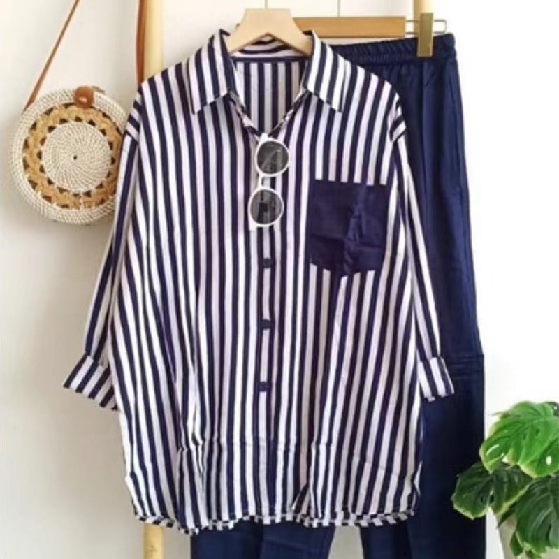 Women’s Colorful Striped Loose 2 - Piece Suit