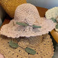 🎉New Arrival👒Elegant Crochet Straw Hat with Ruffle Detail