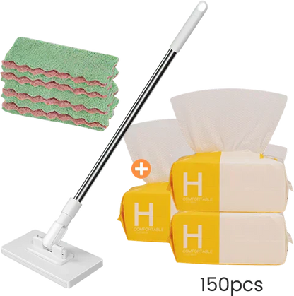 🔥2026 Bestseller🔥Flat Mop with Stainless Steel Handle, come with Reusable Washable Mop Cloths🏆