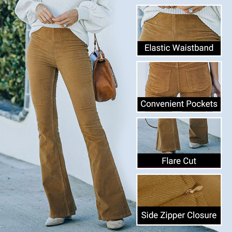 🔥New Arrivals✨High Waist Slim Micro Corduroy Elastic Waist Lounge Pants