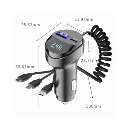 Fast Charging Car Charger with 3-in-1 Charging Cable