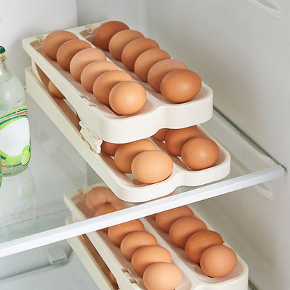 🔥Big Sale 50% OFF🔥Automatic Rolling Folding Egg Holder For Refrigerator