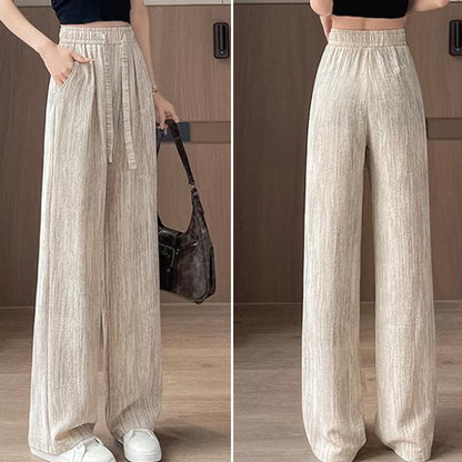 Women’s Breathable Wide-Leg Pants with Drawstring