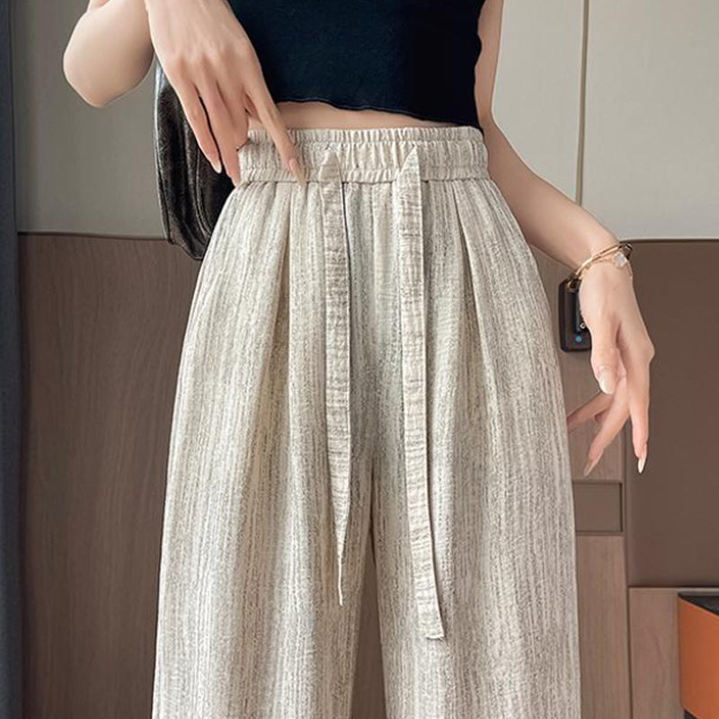 Women’s Breathable Wide-Leg Pants with Drawstring