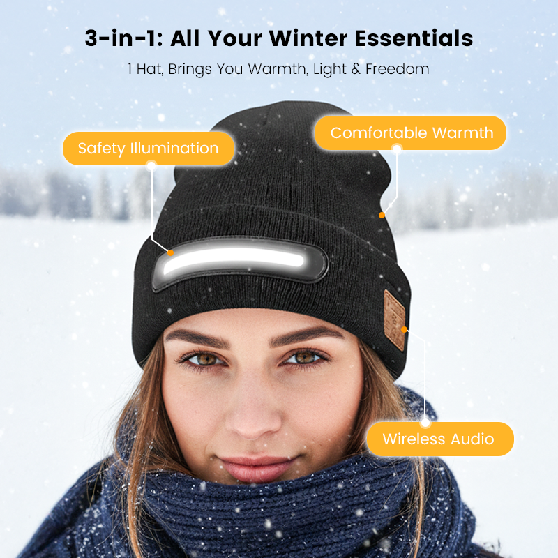 ⏳Limited time 50% discount💥🎁Rechargeable Bluetooth Beanie Hat with Light