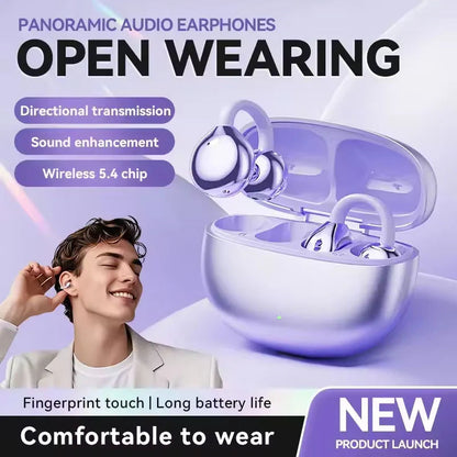 Bluetooth 5.4 Clip-On Open Ear Earbuds with Noise Cancelling