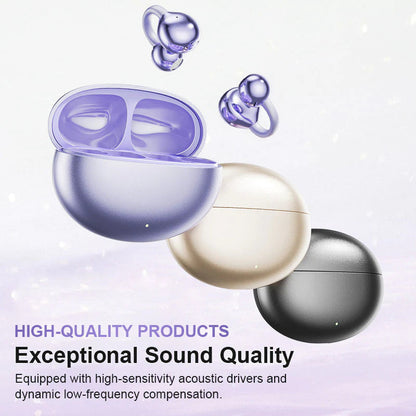 Bluetooth 5.4 Clip-On Open Ear Earbuds with Noise Cancelling