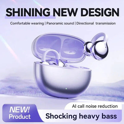 Bluetooth 5.4 Clip-On Open Ear Earbuds with Noise Cancelling