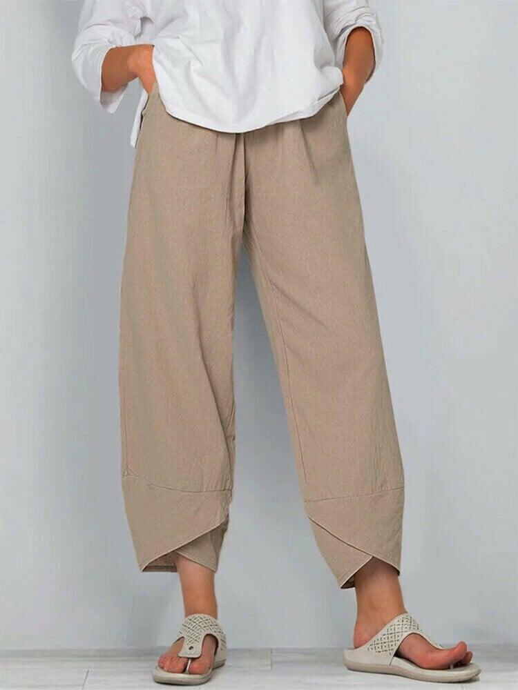 👖50% OFF NOW!✨Vintage Asymmetrical Elastic Waist Pockets Pants – Unique Design, Comfortable Fit & Functional Style🌸