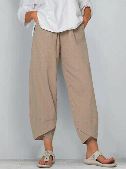 👖50% OFF NOW!✨Vintage Asymmetrical Elastic Waist Pockets Pants – Unique Design, Comfortable Fit & Functional Style🌸