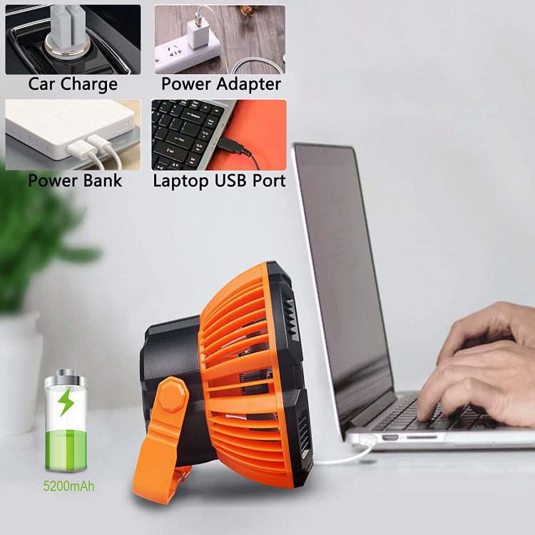 Portable Camping Fan with LED Lantern