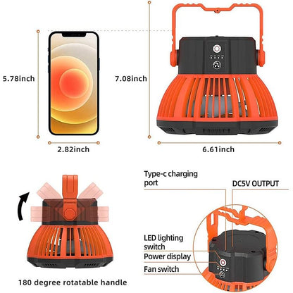 Portable Camping Fan with LED Lantern